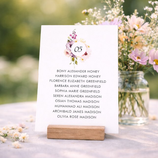 Floral Wedding Seating Chart Table Sign Inbjudningar (Skapare uppladdad)