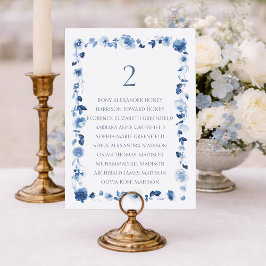 Floral Wedding Table Number with Guest List Inbjudningar