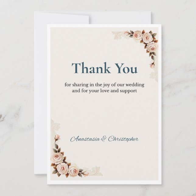 Floral Wedding Thank You Card Inbjudningar (Framsida)