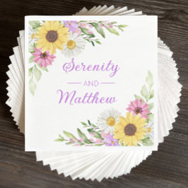 Floral Wedding Wildflower Sunflower Daisy Boho Pappersservett