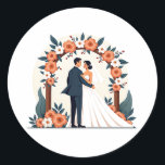 Floral Weddings Arc Stickers Runt Klistermärke<br><div class="desc">Elegant wedding-themed stickers featuring a couple under a floral arch,  perfect for wedding celebrations and romantic notes.</div>
