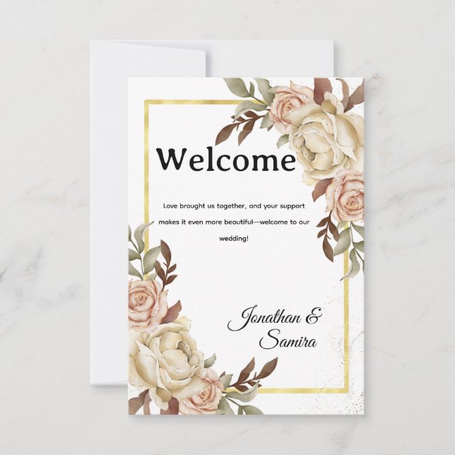 Floral Welcome Card Inbjudningar (Framsida)