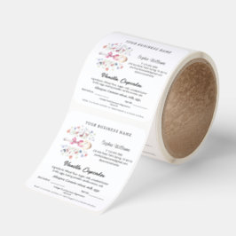 Floral Whisk Cottage Food Law label Ingredients Fyrkantigt Klistermärke