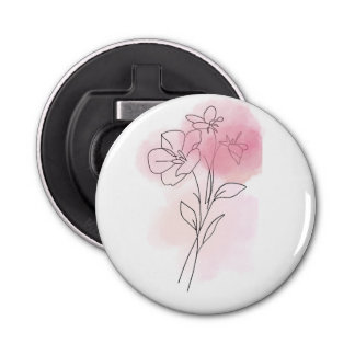 Floral Whisper – Minimalist Line Art Button Flasköppnare