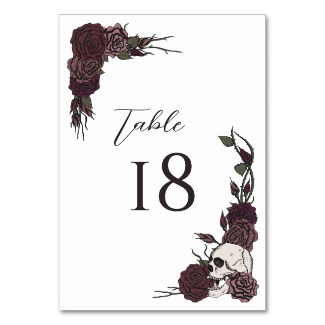 Floral White Gothic Wedding Table Number Card Bordsnummer (Framsidan)