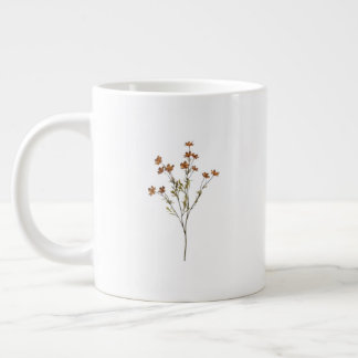 Floral White Mug | Simple Flower Design Coffee Cup Jumbo Mugg