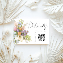 Floral White QR code Wedding Details  Tilläggskort