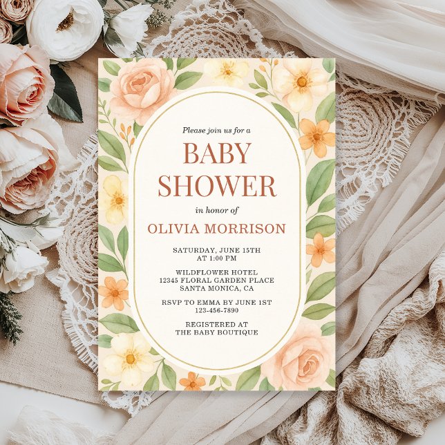 Floral Wildflower Botanical Baby Shower Inbjudningar (Skapare uppladdad)