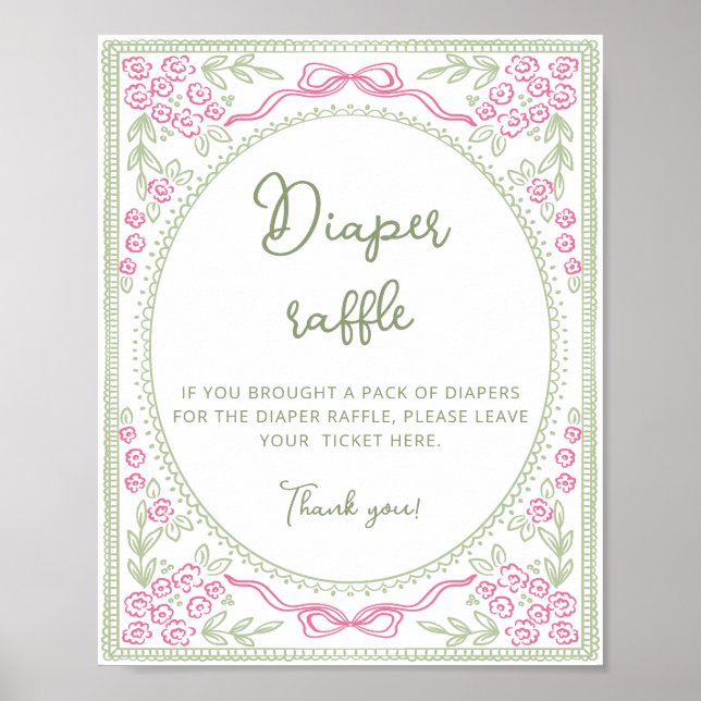 Floral Wildflower Girl Diaper Raffle Poster (Framsidan)