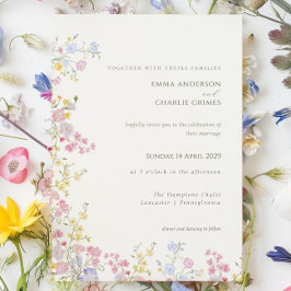 Floral Wildflower Meadow Spring Summer Wedding Inbjudningar
