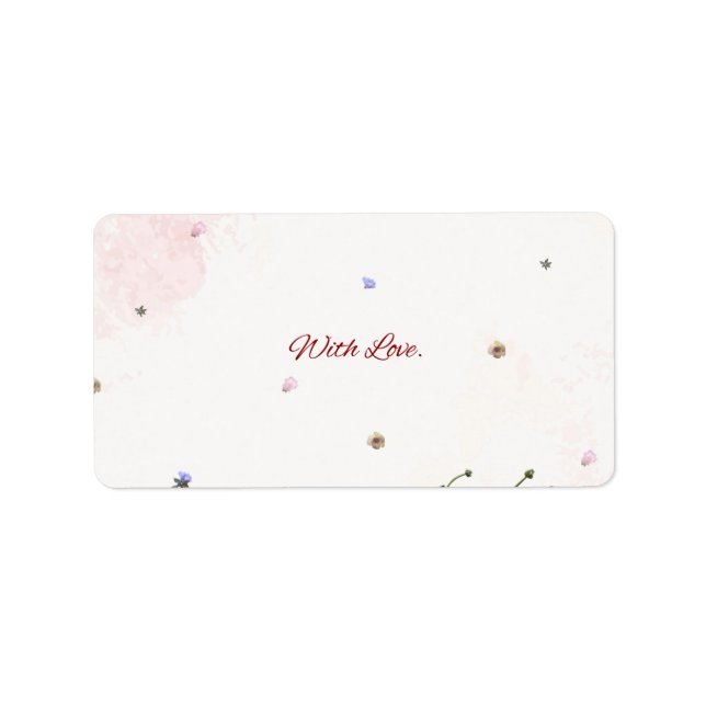 Floral “With Love” Folded Note Card – Elegant Bota Adressetikett (Framsidan)
