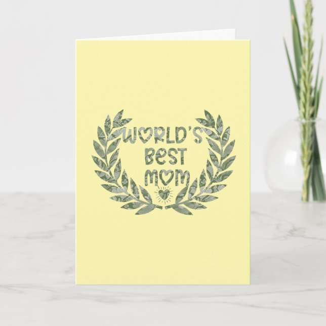 Floral World's Best Mom Text Design Kort (Framsida)