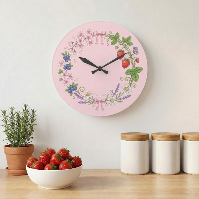 Floral Wreath Botanical Acrylic Wall Clock Stor Klocka (Skapare uppladdad)