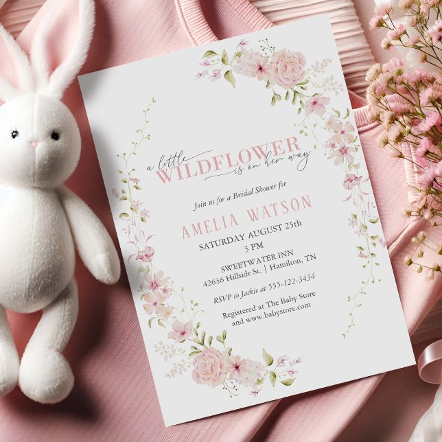 Floral Wreath Little Wildflower Girl Baby Shower  Inbjudningar (Floral Wreath Little Wildflower Girl Baby Shower Invitation)