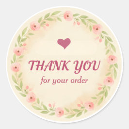 Floral Wreath Thank You Business Sticker Runt Klistermärke