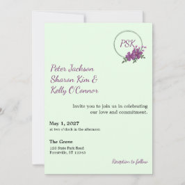 Floral Wreath Throuple Invitation Inbjudningar