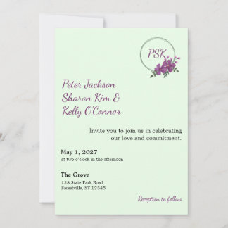 Floral Wreath Throuple Invitation Inbjudningar
