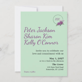 Floral Wreath Triad Wedding Invitation Inbjudningar