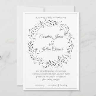 Floral Wreath Wedding Invitation Inbjudningar