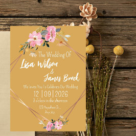 Floral yellow Rustic Wedding Inbjudningar
