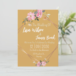 Floral yellow Rustic Wedding  Inbjudningar