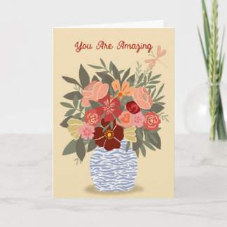 Floral "You Are Amazing" Folded Card - blank insid Kort