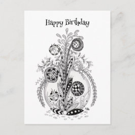 Florale Pflanze im Tangle Design -  Vykort