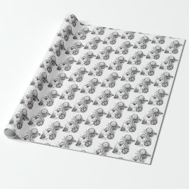 Florale Tangle Zeichnung - Presentpapper