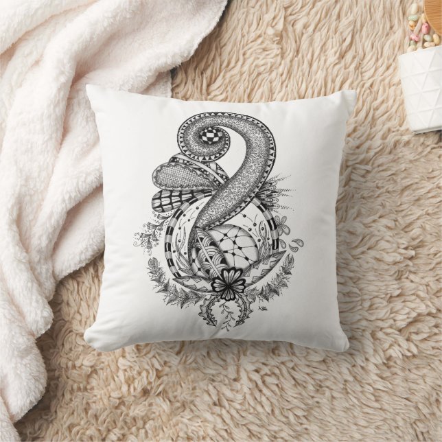 Florales Motiv: Zen Doodle Blume -  Kudde (Filt)