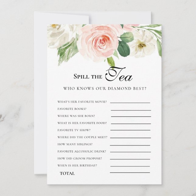 Florals rosa presupuesto Bridgerton Bridal Shower Inbjudningar (Framsida)