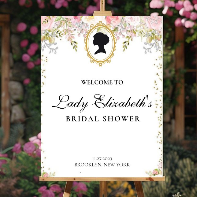 Florals rosa presupuesto Bridgerton Bridal Shower Poster (Skapare uppladdad)