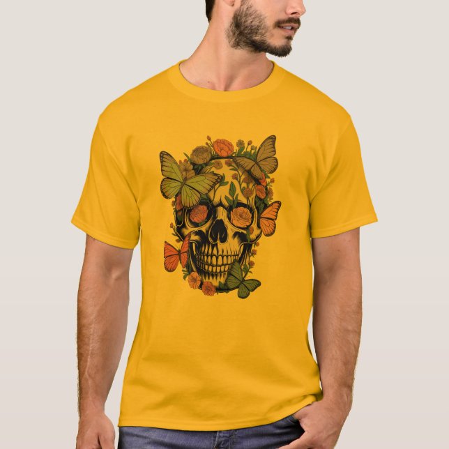 FloralSkullT-Shirt | Ästhetischer SchädelmitBlumen T Shirt (Framsida)