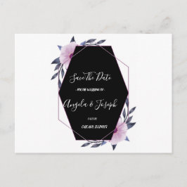 floran elegant Geometric ram lila Spara datum Vykort