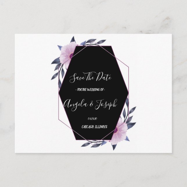 floran elegant Geometric ram lila Spara datum Vykort (Framsida)