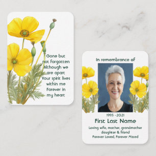 Floran Memorial Photo Prayer Poppy Garden Flower Visitkort