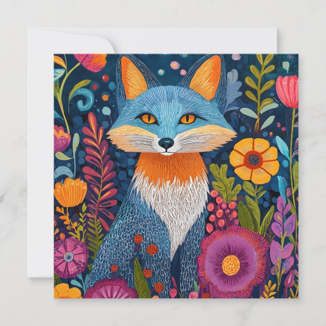 Floran Vibrant Fox Dot Art Amidst Lush Julkort (Framsida)