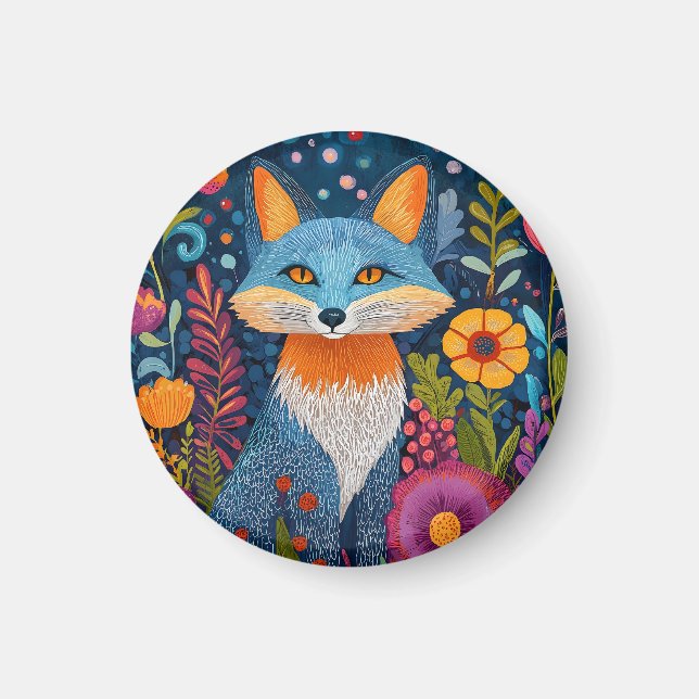 Floran Vibrant Fox Dot Art Amidst Lush Magnet (Framsidan)