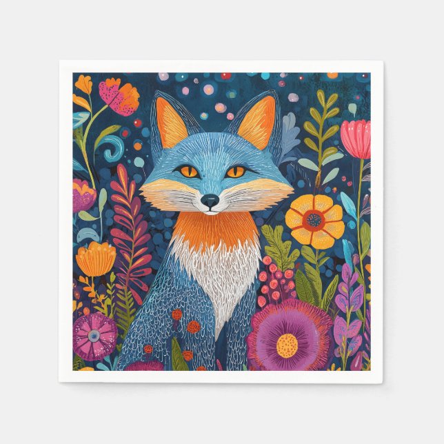 Floran Vibrant Fox Dot Art Amidst Lush Pappersservett (Framsidan)