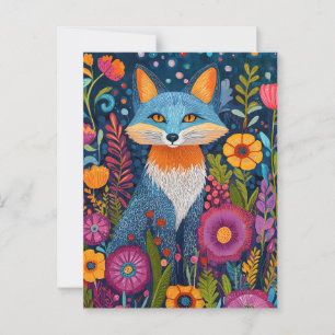 Floran Vibrant Fox Dot Art Amidst Lush Vykort