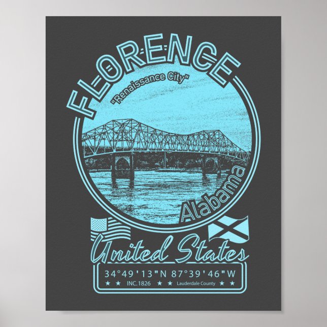 FLORENCE ALABAMA - TENNESSEE RIVER POSTER (Framsidan)