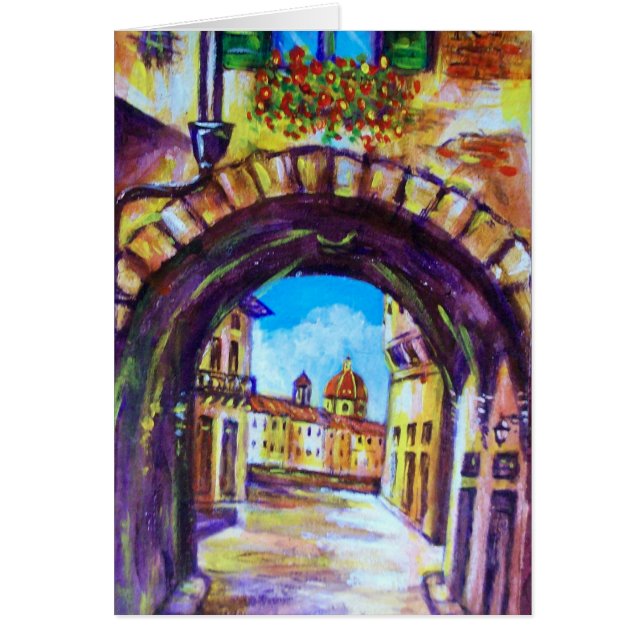 FLORENCE ANTIQUE ALLEY VISEW CHURCH CESTELLO HÄLSNINGSKORT (Framsidan)