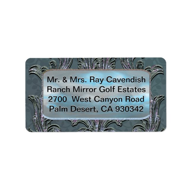 Florence Blommigt Elegant Damask Adressetikett (Framsidan)