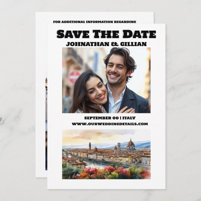Florence bröllop destination par fotoItalien Spara Datumet (Fram/baksida)