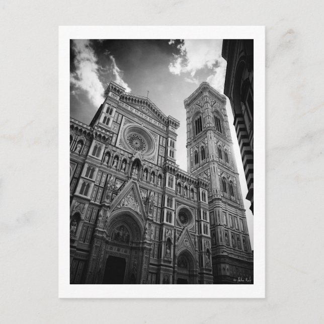 Florence Cathedral, Black & White Vykort (Framsida)
