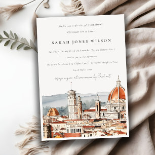 Florence Cathedral Italien Watercolor Birthday Inbjudningar
