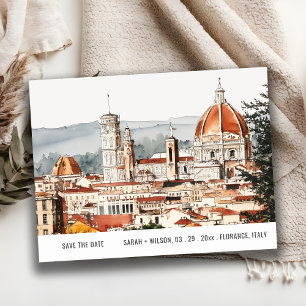 Florence Cathedral Italien Watercolor Spara datum Vykort