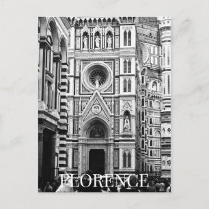 Florence Cathedral + Tourists Italien BW Vykort