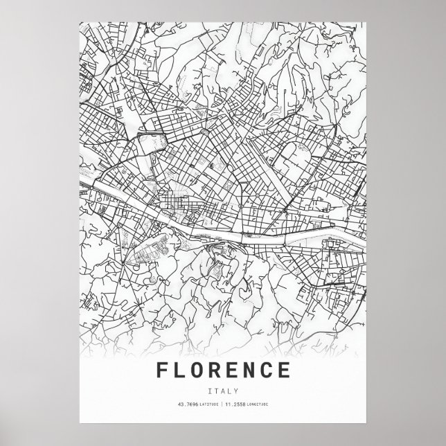 Florence City Cartography Karta Poster (Framsidan)