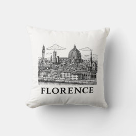 Florence Cityscape - Duomo Cathedral Line Art Kudde