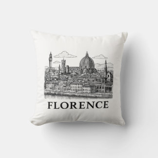 Florence Cityscape - Duomo Cathedral Line Art Kudde